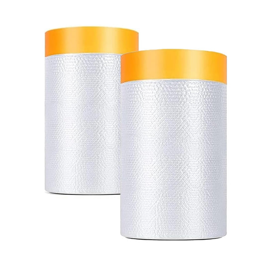 Painters Plastic with Tape 22" x 66',Pre-Taped Masking Film for Painting,Paint Protection Film with Built-in Tape, Drip-Free Painting for Cars,Walls, Floors, Furniture（2 Rolls） 22" x 66' 2 rolls