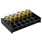 peacoblue 24 Shot Glass Holder Tray, Rustic Wooden Display Stand for Party
