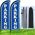 Hahafelt 2 Sets Parking Feather Flag with Pole 7 ft Parking Sign Banner Swooper Flag with Ground Stake and Portable Bag for Business Outside Event (Blue) Blue