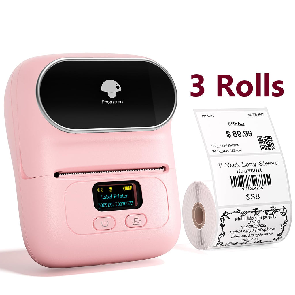 3 Rolls 40x30mm Label with M110 Pink Printer