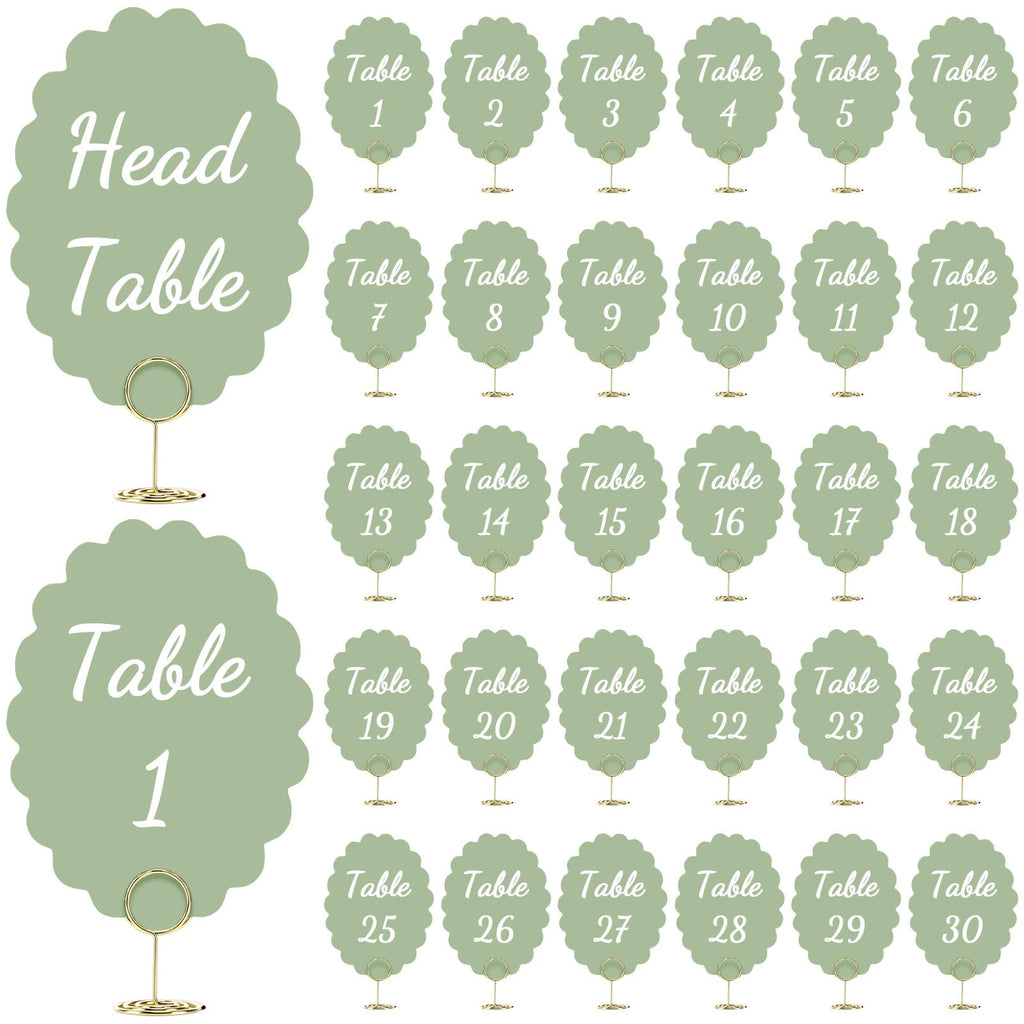 31 Set Table Numbers 1-30 with Stands Wedding,Sage Green Sage Green