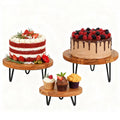 3 Pcs Buffet Risers, Wood Round Food Riser Dessert Table Display Stand Set for Party Wood Cupcake Stands Nesting Table for Home Decor (Natural) Natural