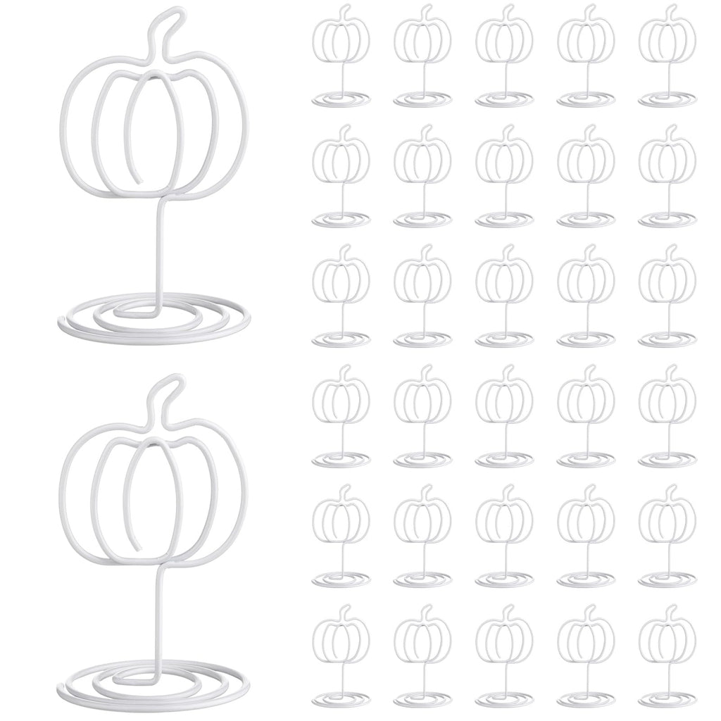 Rtteri 30 Pcs White Pumpkin Picture Holders 2 Inch Fall Table Number