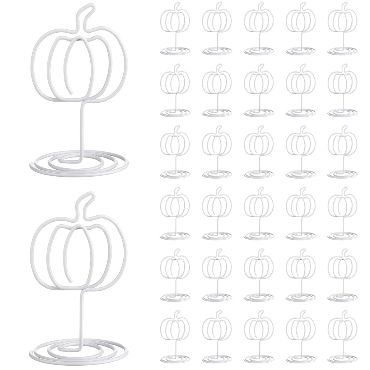 Rtteri 30 Pcs White Pumpkin Picture Holders 2 Inch Fall Table Number