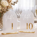 Frosted Arch Table Numbers 1-10 with Stands, Gold 3D Wedding Table Numbers Table Numbers 1-10, 5.5" X 7"