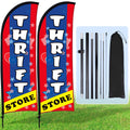 Buryeah 2 Sets Thrift Store Feather Flag with Pole Kit & Carry Bag
