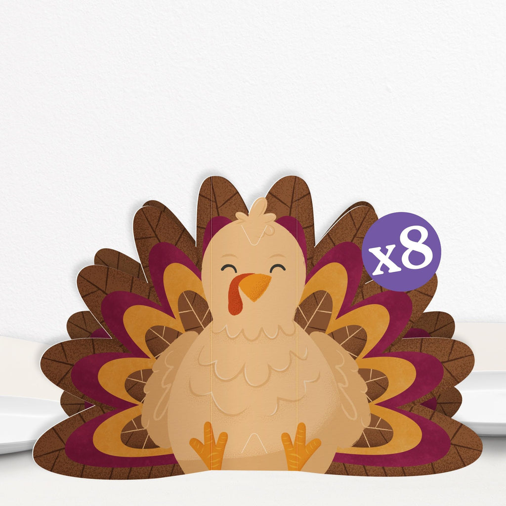 Big Dot of Happiness 3D Thanksgiving Turkey Centerpiece Table Decorations, Freestanding Fall Harvest and Friendsgiving Party Decor, Turkey Centerpieces - 8 Count 11.5 x 7.5 inches