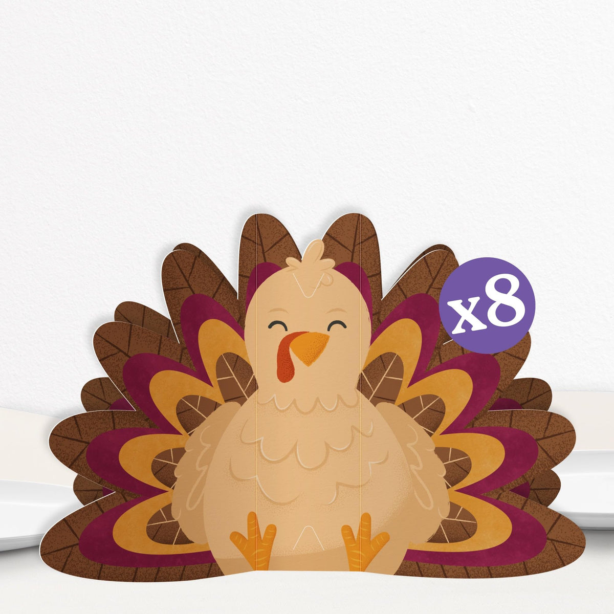 Big Dot of Happiness 3D Thanksgiving Turkey Centerpiece Table Decorations, Freestanding Fall Harvest and Friendsgiving Party Decor, Turkey Centerpieces - 8 Count 11.5 x 7.5 inches