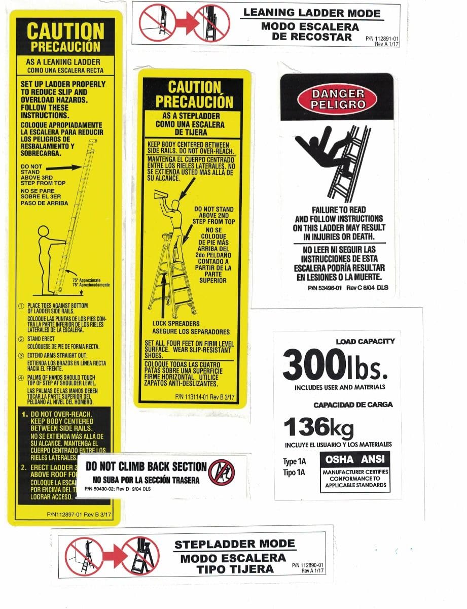 Werner 300 LB Fiberglass Step Ladder Label Kit (Pack of 6)