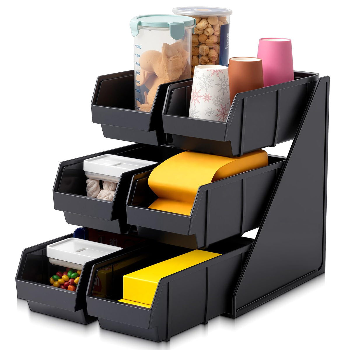 Novabright 6 Compartment Serve Condiment Bin Self Serve Condiment Packet 6 Bin 3 Tier