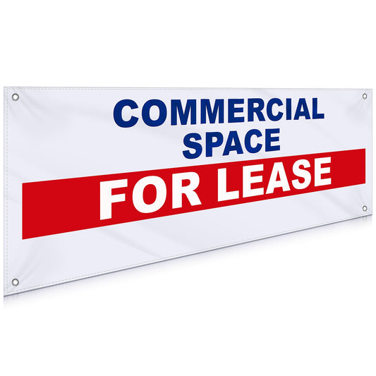 Hahafelt 18x48 Inch "Commercial Space for Lease" Vinyl Banner Sign, Durable Heavy-duty Outdoor Advertising Lease Sign, with Metal Grommets, Weather Resistant Business Rental Marketing Banner