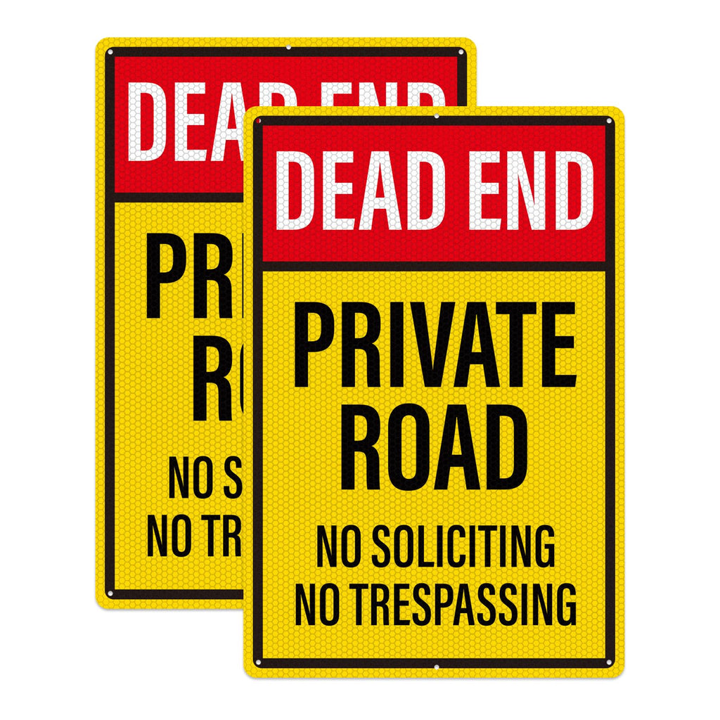 2 Pack Dead End Private Road Sign 18" × 12" Rust Free Aluminum