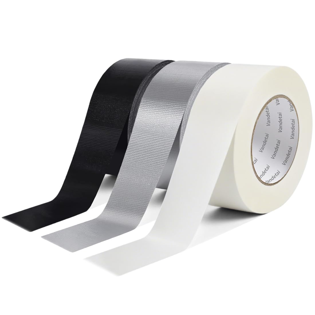 Duct Tape Heavy Duty Waterproof, Strong Adhesive Silver Duct Tape Bulk for Indoor Outdoor Repairs, DIY Work, Tear by Hand (Black + Silver + White 3 Pack, 2 Inch x 33 Yards Total) Black + Silver + White 3 Pack