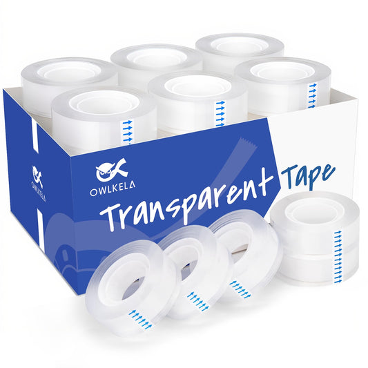 OWLKELA 30 Rolls Transparent Tape Refills, Clear Tape, All-Purpose Transparent Glossy Tape for Office, Home, School 30 Pcs