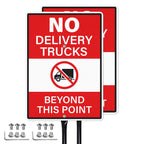 2 Pack No Delivery Trucks Beyond This Point Sign 14"×10" with Stake