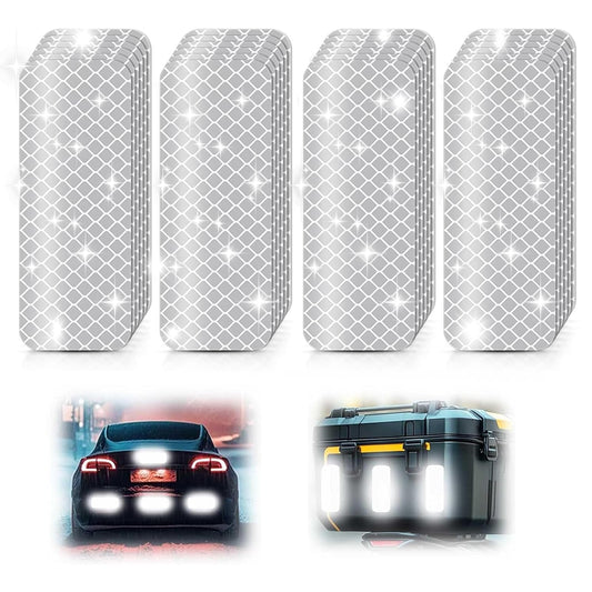 Super Reflective Stickers Made of DG3, 3.15" x 1.18" Safety Reflective Tape for Car Bike Mailbox Helmet, Reflective Tape Outdoor Waterproof - Enhanced Night Safety & Wide Coverage (White-30Pcs) White-30Pcs