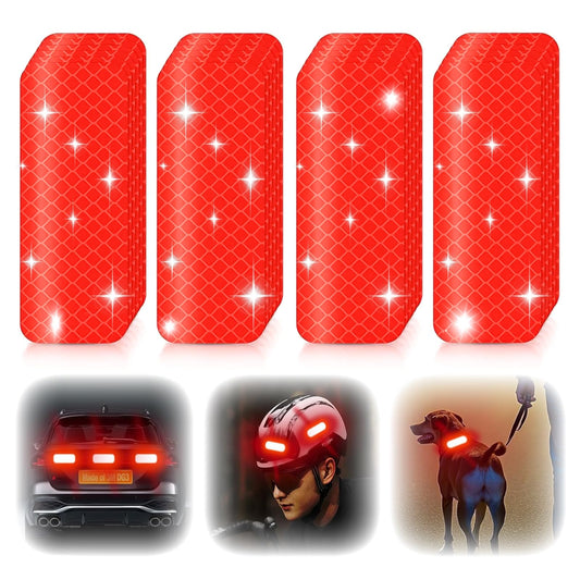 Super Reflective Stickers Made of DG3, 3.15" x 1.18" Safety Reflective Tape for Car Bike Mailbox Helmet, Reflective Tape Outdoor Waterproof - Enhanced Night Safety & Wide Coverage (Red-30Pcs) Red-30Pcs