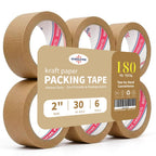 Eco-Friendly Brown Kraft Paper Packing Tape 2 Inch 30 Yards 6 Rolls