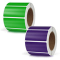 Purple & Green Rectangle Stickers 2 x 1 Inch Color Coding Labels Vinyl Roll Self-Adhesive Waterproof Removable 1000 PCS