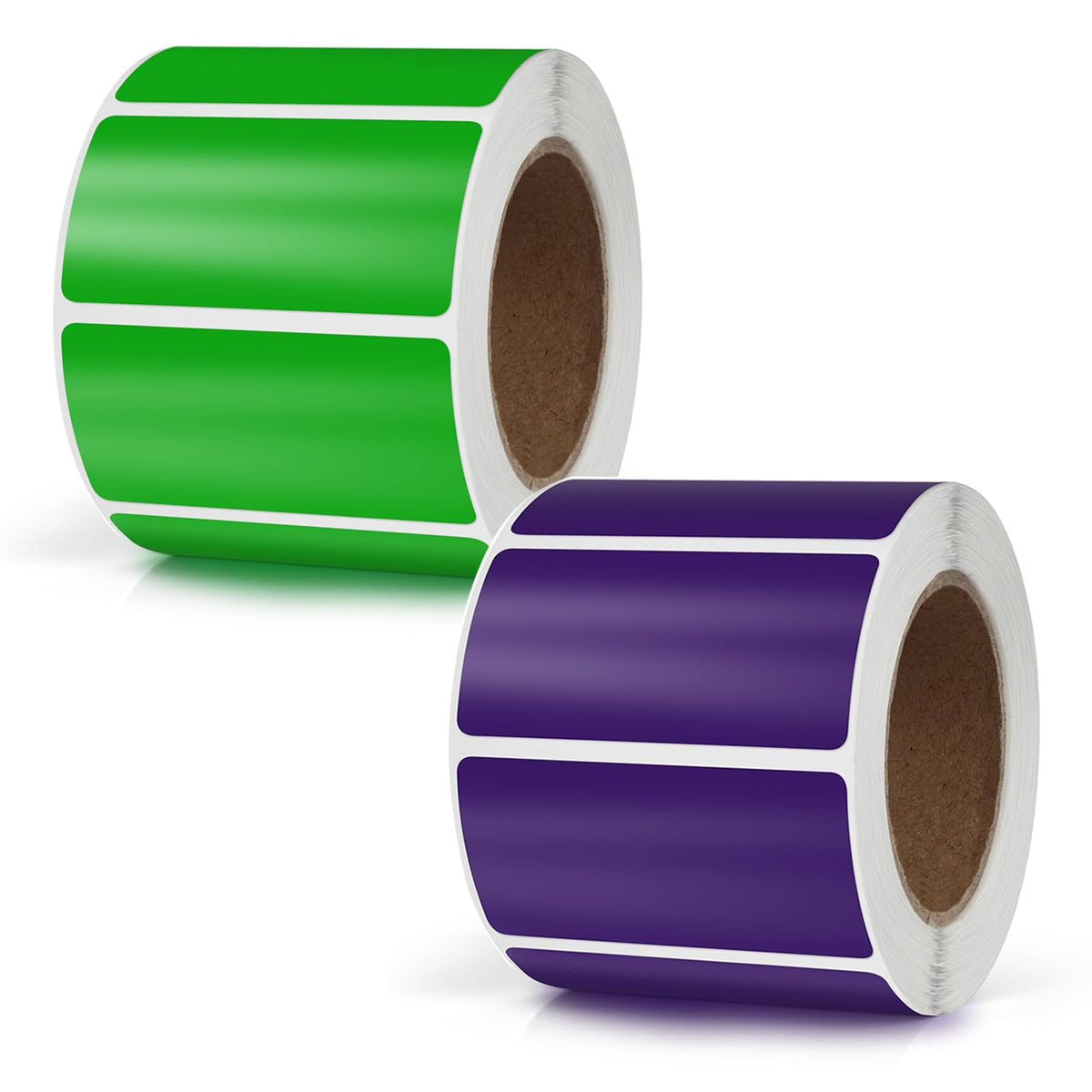 Purple & Green Rectangle Stickers 2 x 1 Inch Color Coding Labels Vinyl Roll Self-Adhesive Waterproof Removable 1000 PCS