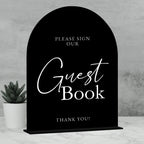 Black Arch Acrylic Guest Book Sign with Stand 8"x10"