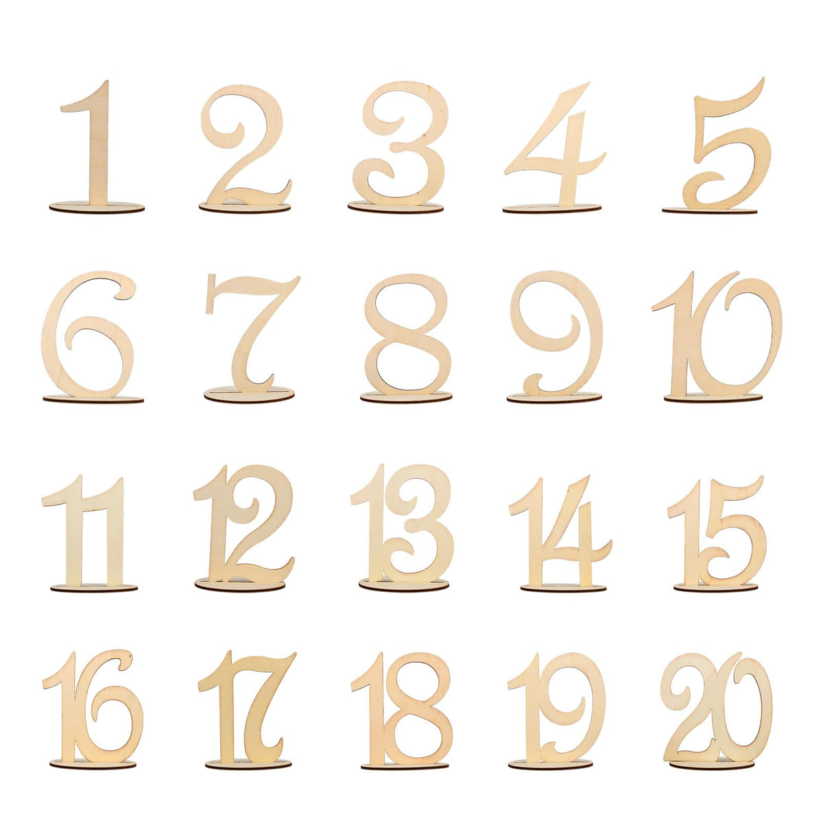 Wedding Table Numbers 1-20, Wooden Reusable Tabletop Signs with Stand for Wedding Reception Banquet Anniversary Party Birthday Bridal Shower Hotel Bar Restaurant Farmhouse Decorations