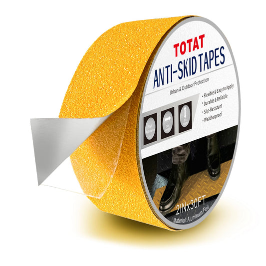 Aluminum Anti-Slip Tape 2" x30FT Yellow Ultimate Bathroom & Step Safety for Elderly/Pets - Waterproof Non-Slip Grip for Poolside, Indoor Stairs, Slippery Floors 2 IN