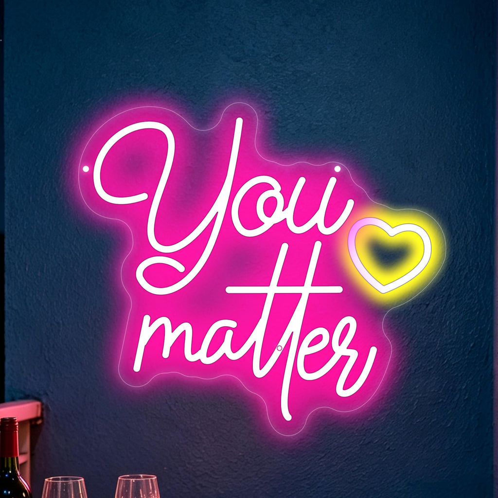 You Matter Neon Sign Motivational Positive Quote LED Wall Decor-14.8"x13.4" You Matter