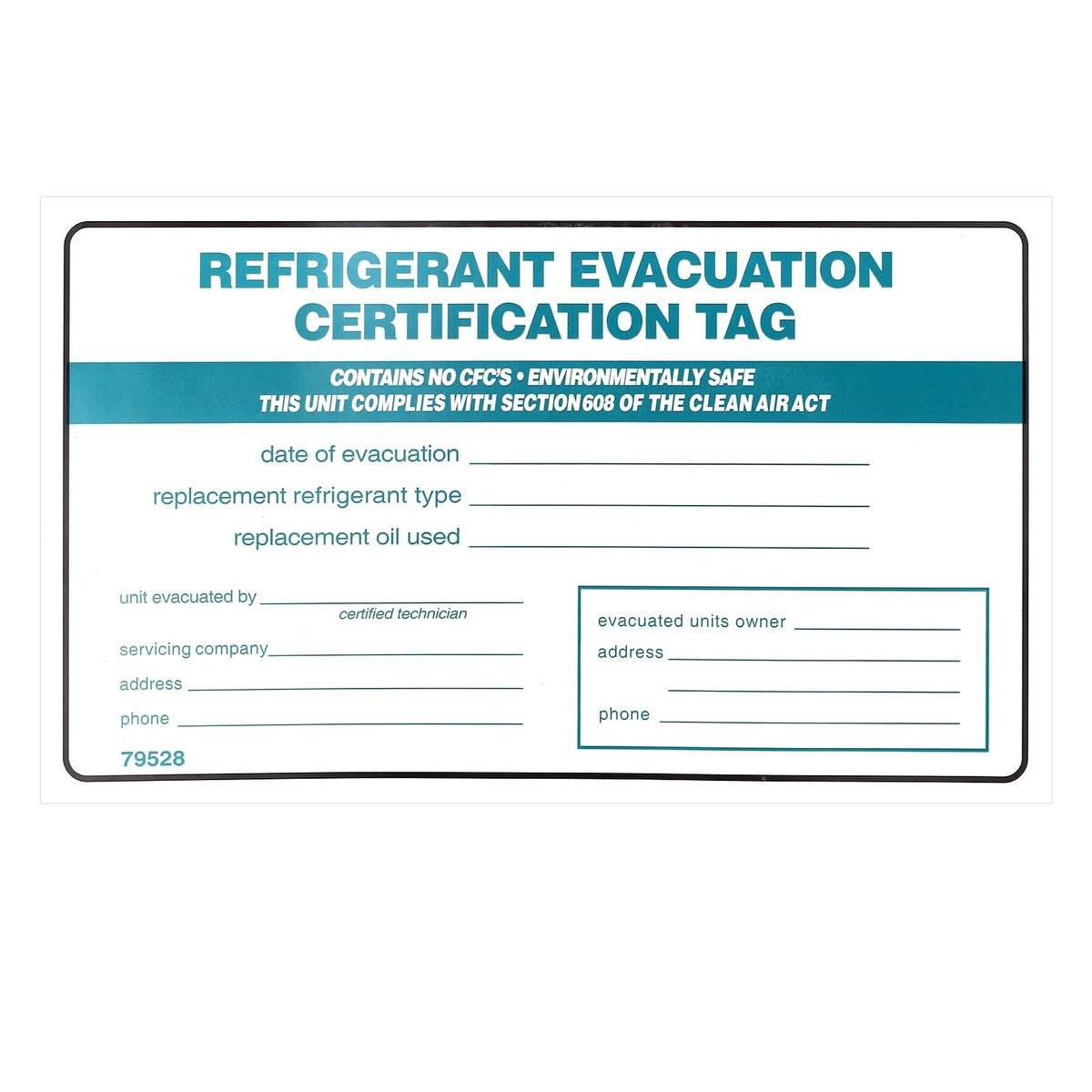 Refrigerant Evacuation Certification Tag Refrigeration ID Labels - 20 Pack Self-Adhesive Vinyl Stickers for HVAC, Air Conditioning & Refrigerant Identifier