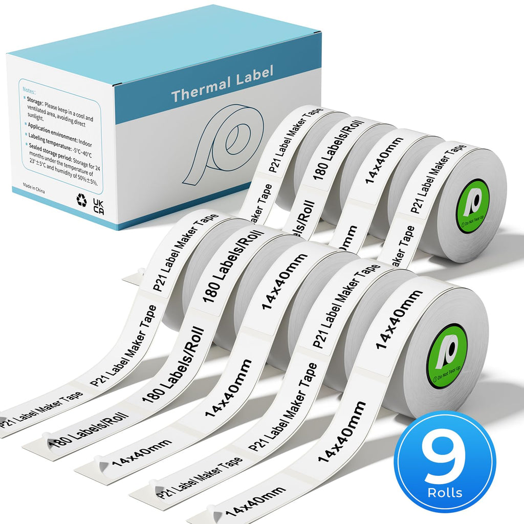 9 Rolls Compatible with Nelko P21,NDYIN N12,ORGSTA S001 Label Maker Tape 9
