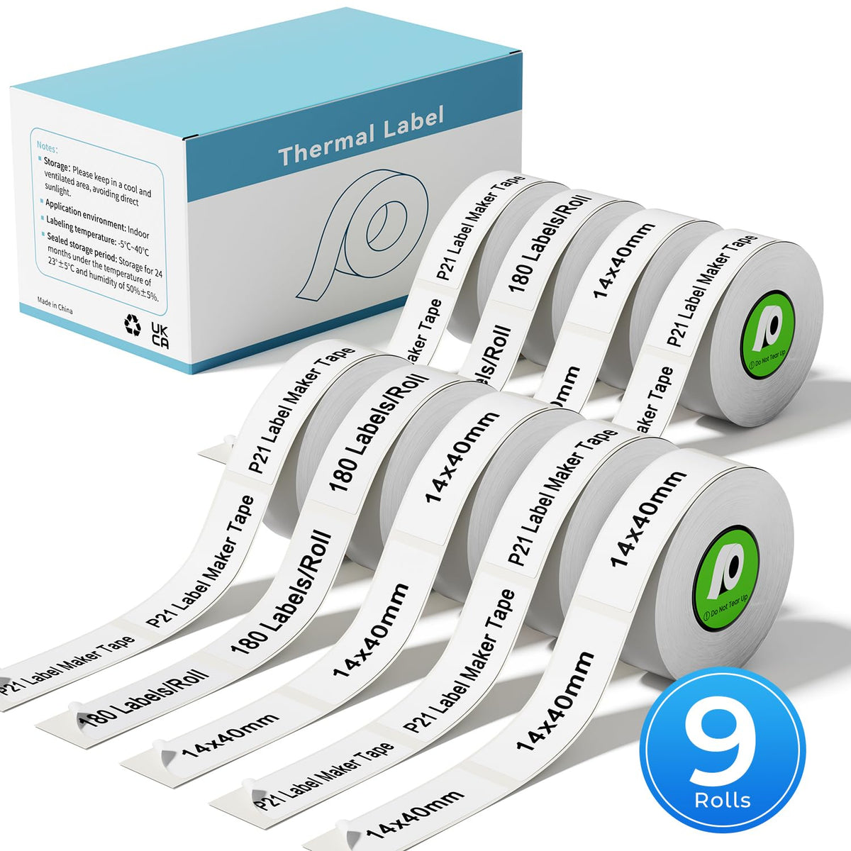 9 Rolls Compatible with Nelko P21,NDYIN N12,ORGSTA S001 Label Maker Tape 9