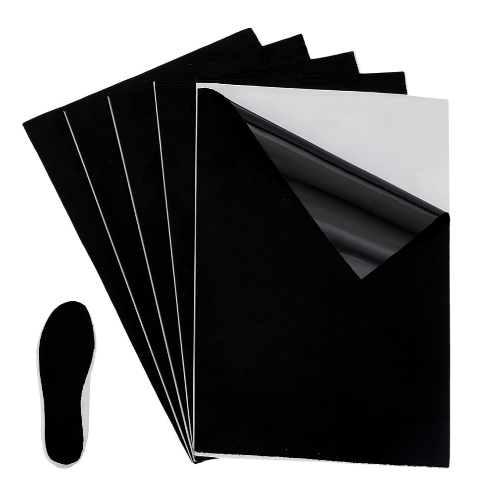 PH PandaHall 5 Pieces Self Adhesive Suede Sticky Sheets 7.8"x11.8" Stick-on Friction-reducing Dance Soles Backing Non Slip Sole Protector for Dance Shoes, High Heeled Shoes