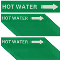 PATIKIL 36 Pcs Pipe Label Stickers with Arrows 1-3/5" x 8" HOT WATER Right-Pointing Arrow White on Green Background