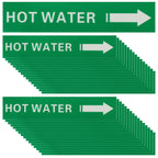 PATIKIL 36 Pcs Pipe Label Stickers with Arrows 1-3/5" x 8" HOT WATER Right-Pointing Arrow White on Green Background