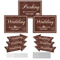 Wedding Direction Signs, 9-Piece Double-Sided Wedding This Way & Parking Sign Set with Stakes & Rods, Corrugated Plastic Yard Signs, Reversible Arrows for Outdoor Ceremony & Reception Wedding This Way Signs