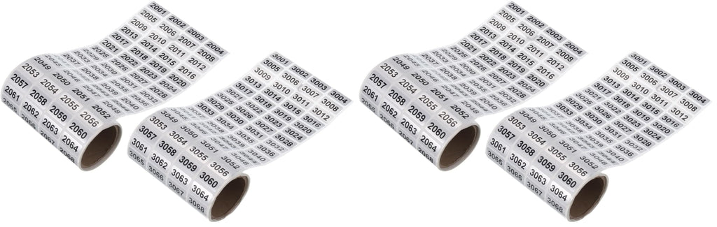 MECCANIXITY 2001 to 3000, 3001 to 4000 Consecutive Number Stickers Inventory Label Black Numbers for Office Warehouse Numbering Classification, Total 2000pcs (Pack of 2)