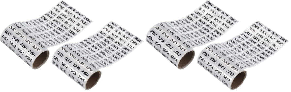 MECCANIXITY 2001 to 3000, 3001 to 4000 Consecutive Number Stickers Inventory Label Black Numbers for Office Warehouse Numbering Classification, Total 2000pcs (Pack of 2)