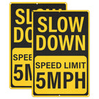 2 Pack Slow Down Speed Limit 5 MPH Signs 12 x 18 Inches Reflective Yellow