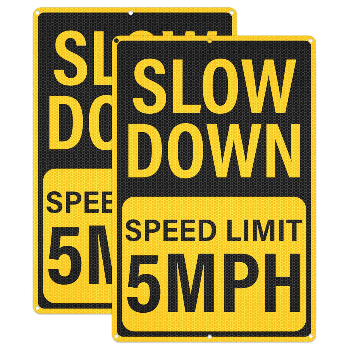 2 Pack Slow Down Speed Limit 5 MPH Signs 12 x 18 Inches Reflective Yellow
