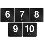 Yaocom 4"x4" Black Exam Room Number Sign Numbers 6-10 Braille for Offices Black/White