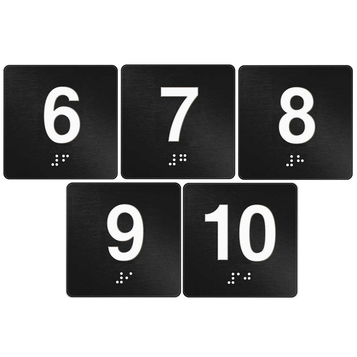 Yaocom 4"x4" Black Exam Room Number Sign Numbers 6-10 Braille for Offices Black/White