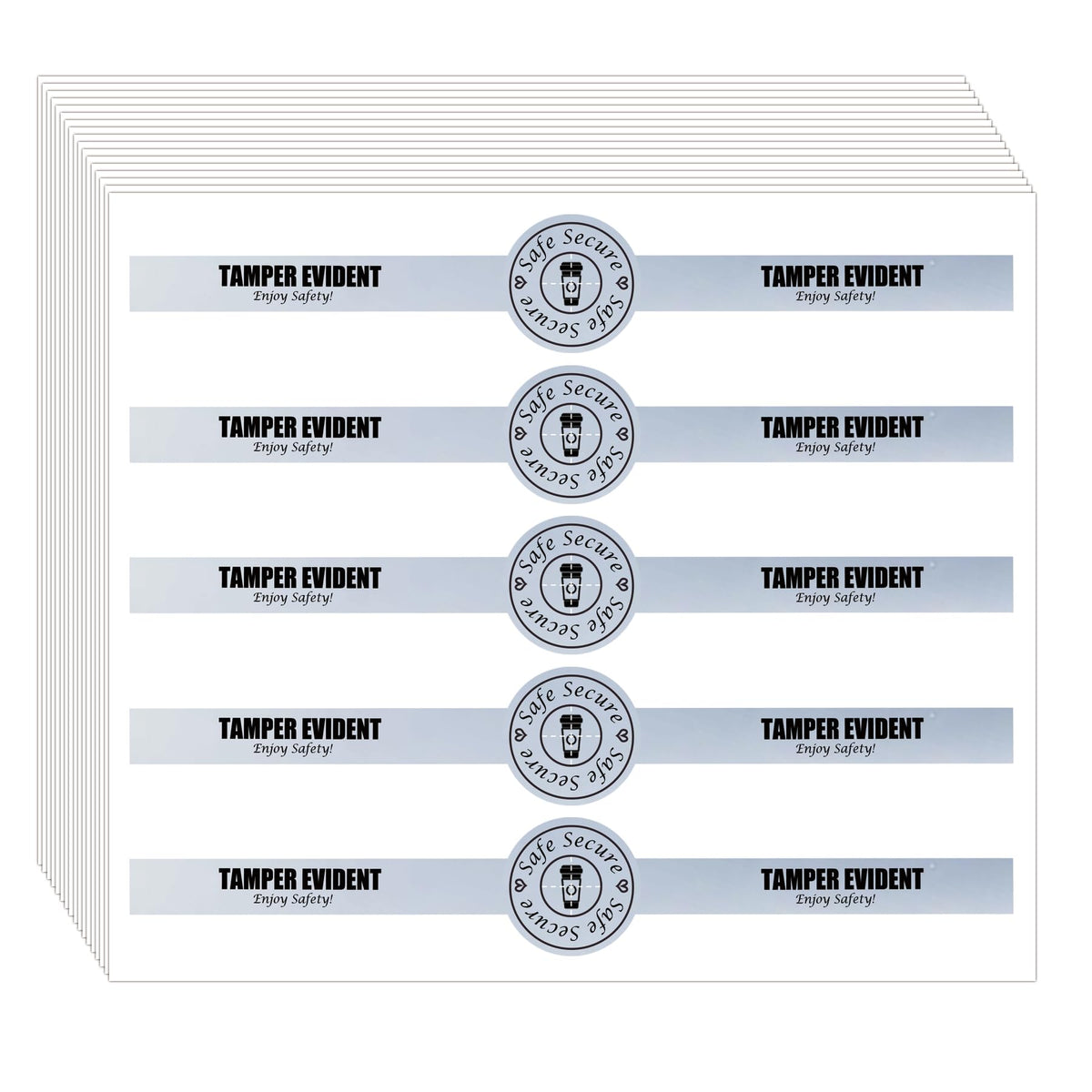 Safe Secure Tamper Evident Seals for Drink Beverage Lids 1" x 9" for Matte Silver Material Labels Food Delivery Safety Stickers for Coffee Milk Tea Ice Cream Seal 250pcs Advanced Waterproof Dumb Silver