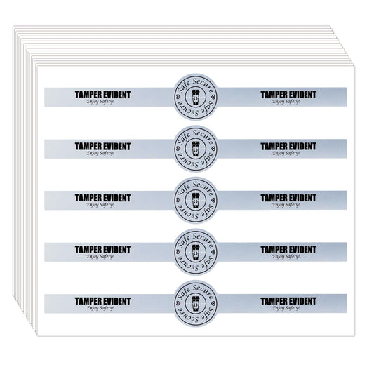 Safe Secure Tamper Evident Seals for Drink Beverage Lids 1" x 9" for Matte Silver Material Labels Food Delivery Safety Stickers for Coffee Milk Tea Ice Cream Seal 250pcs Advanced Waterproof Dumb Silver