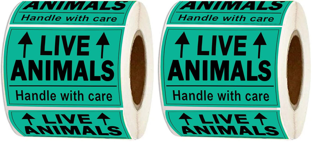Remarkable Live Animals Please Handle with Care Stickers,2 X 3 Inch Fluorescent Fragile Shipping Label Stickers for Shipping and Packing (250 Adhesive Labels) (Pack of 2) 2 X 3 inch (Pack of 2)