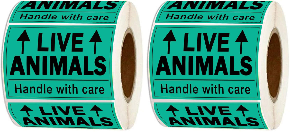 Remarkable Live Animals Please Handle with Care Stickers,2 X 3 Inch Fluorescent Fragile Shipping Label Stickers for Shipping and Packing (250 Adhesive Labels) (Pack of 2) 2 X 3 inch (Pack of 2)