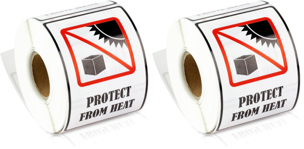 600 Protect from Heat Stickers, 2 x 3 Inch Caution Warning Stickers Package Labels for Safe International Shipping Moving Handling Package Labels, Adhesive - 2 Rolls of 300 (Pack of 2) 600 Labels (Pack of 2)