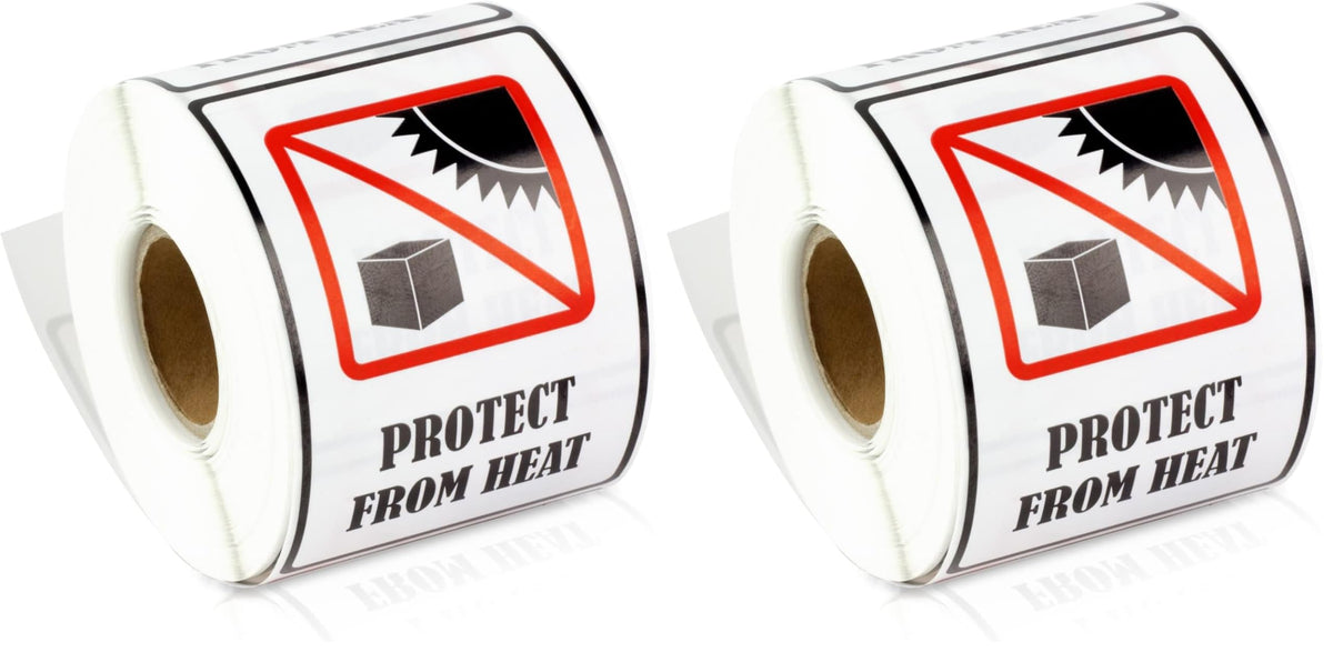 600 Protect from Heat Stickers, 2 x 3 Inch Caution Warning Stickers Package Labels for Safe International Shipping Moving Handling Package Labels, Adhesive - 2 Rolls of 300 (Pack of 2) 600 Labels (Pack of 2)