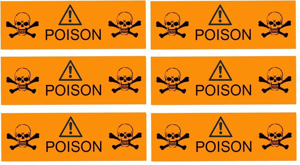 Danger Poison Stickers Labels,0.5 x 1.5 Inches Fluorescent Orange with Black Poison Safety Stickers 500 Labels on a Roll (Pack of 2) 0.5*1.5 inches (Pack of 2)