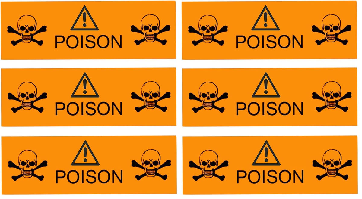 Danger Poison Stickers Labels,0.5 x 1.5 Inches Fluorescent Orange with Black Poison Safety Stickers 500 Labels on a Roll (Pack of 2) 0.5*1.5 inches (Pack of 2)