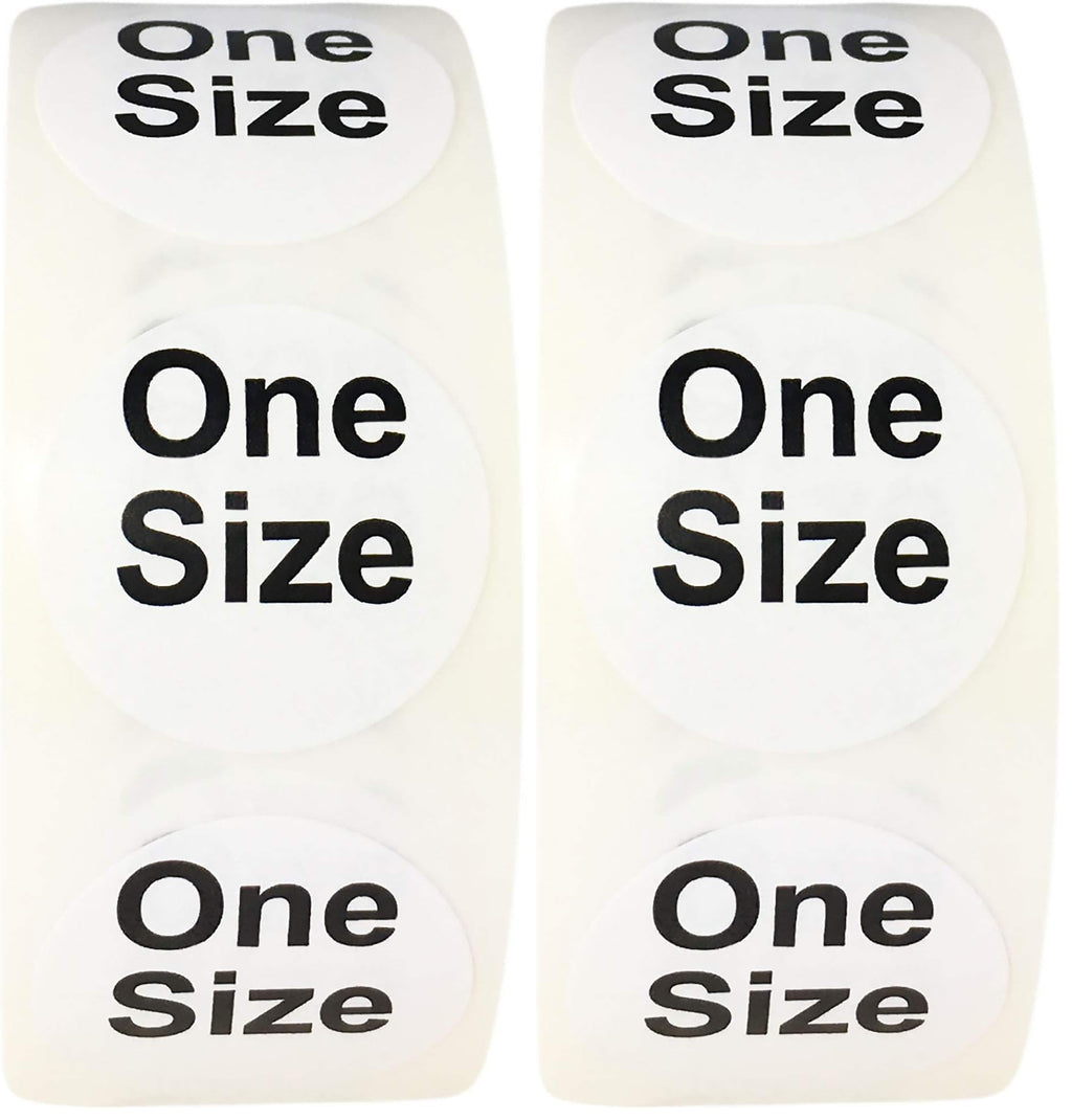 White circle clothing size stickers for retail apparel, 0.75 inch adhesive labels, pack of 2 